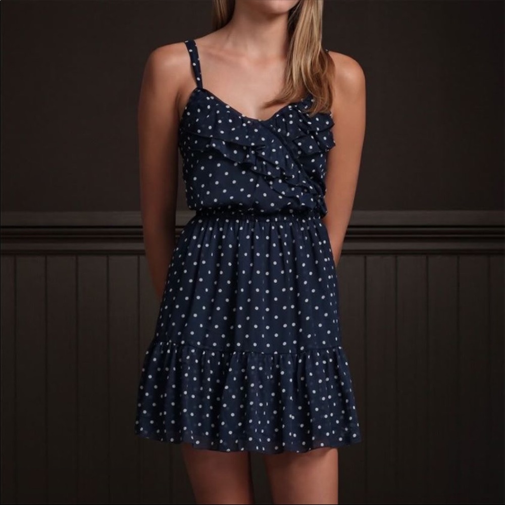 Hollister Navy blue polka dot dress